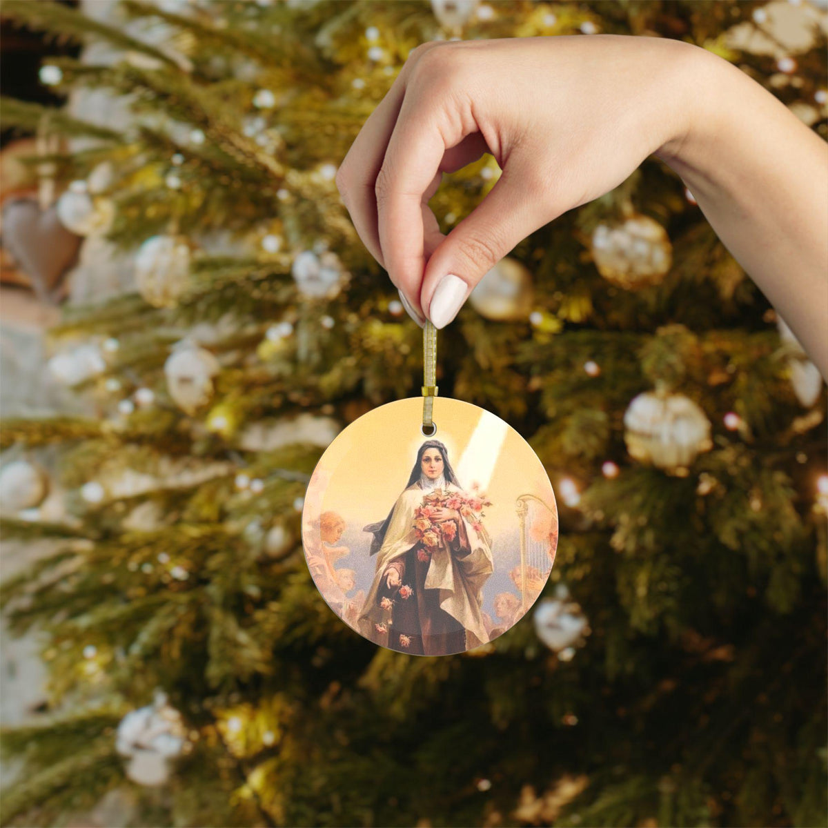 St. Thérèse of Lisieux glass ornament — additional product photo