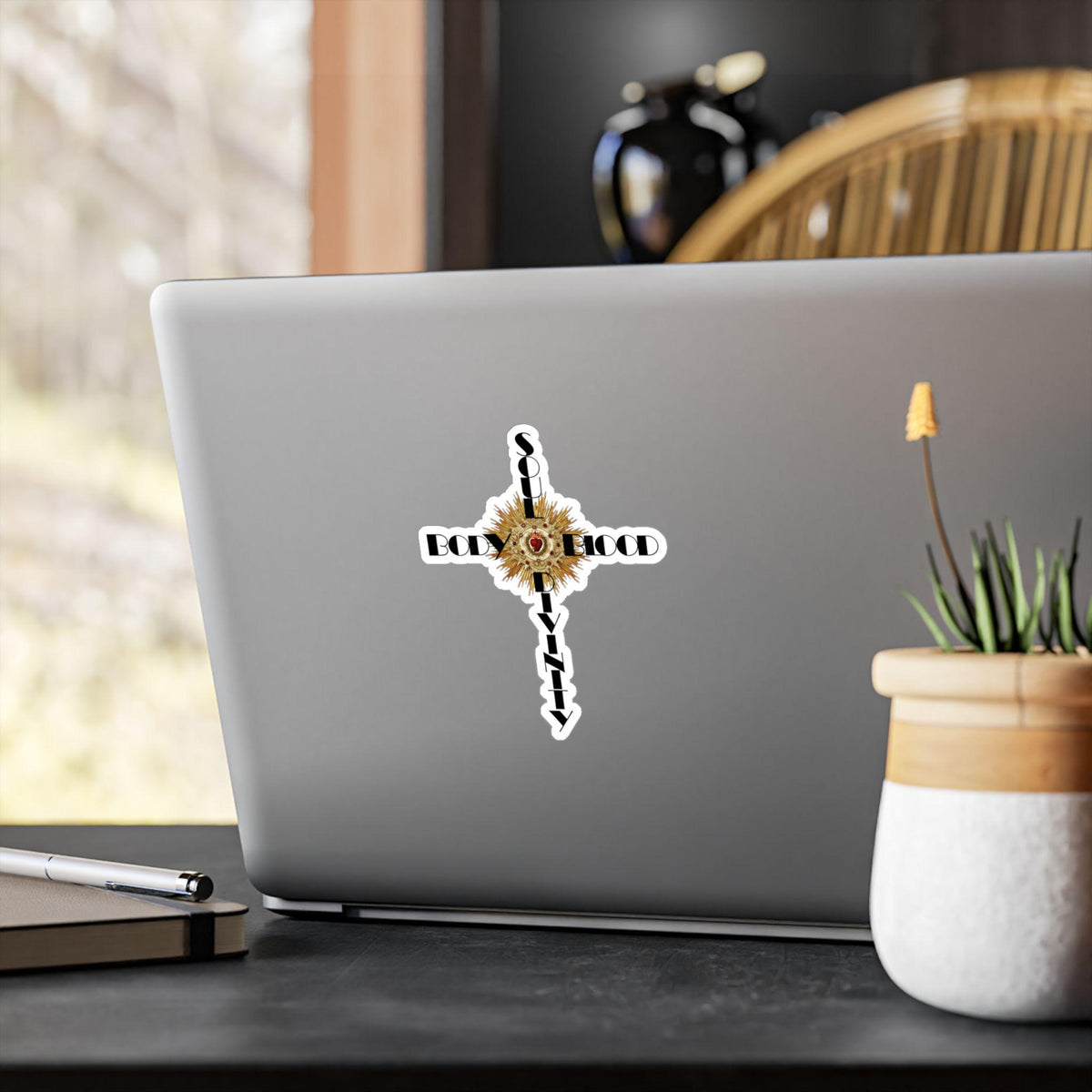 Body Blood Soul Divinity Cross Sticker, Catholic Eucharist Decal