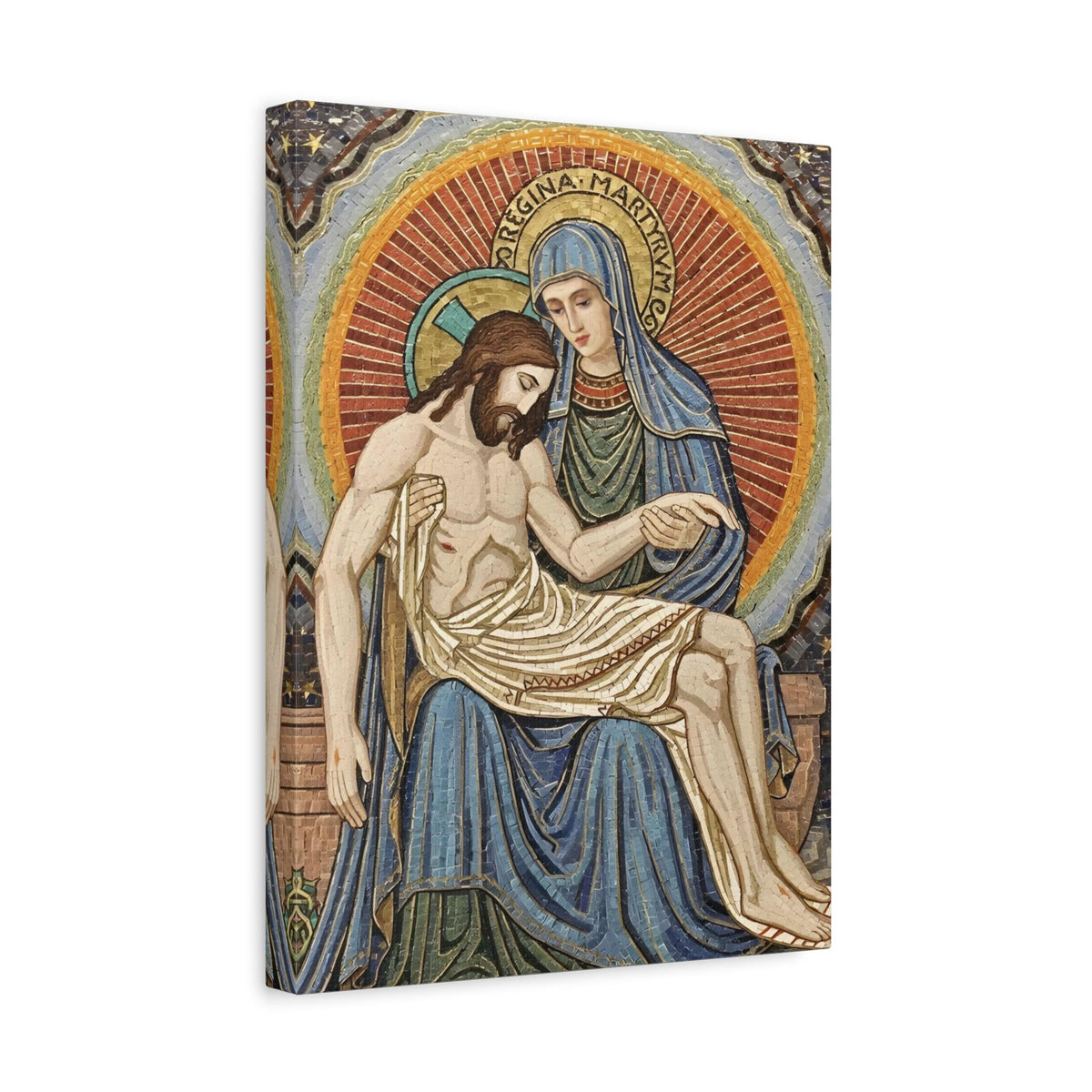 Pietà mosaic canvas print of Jesus and Mary, tile-style Catholic wall art — Catholic gift from Glory Be Gifts – view 4