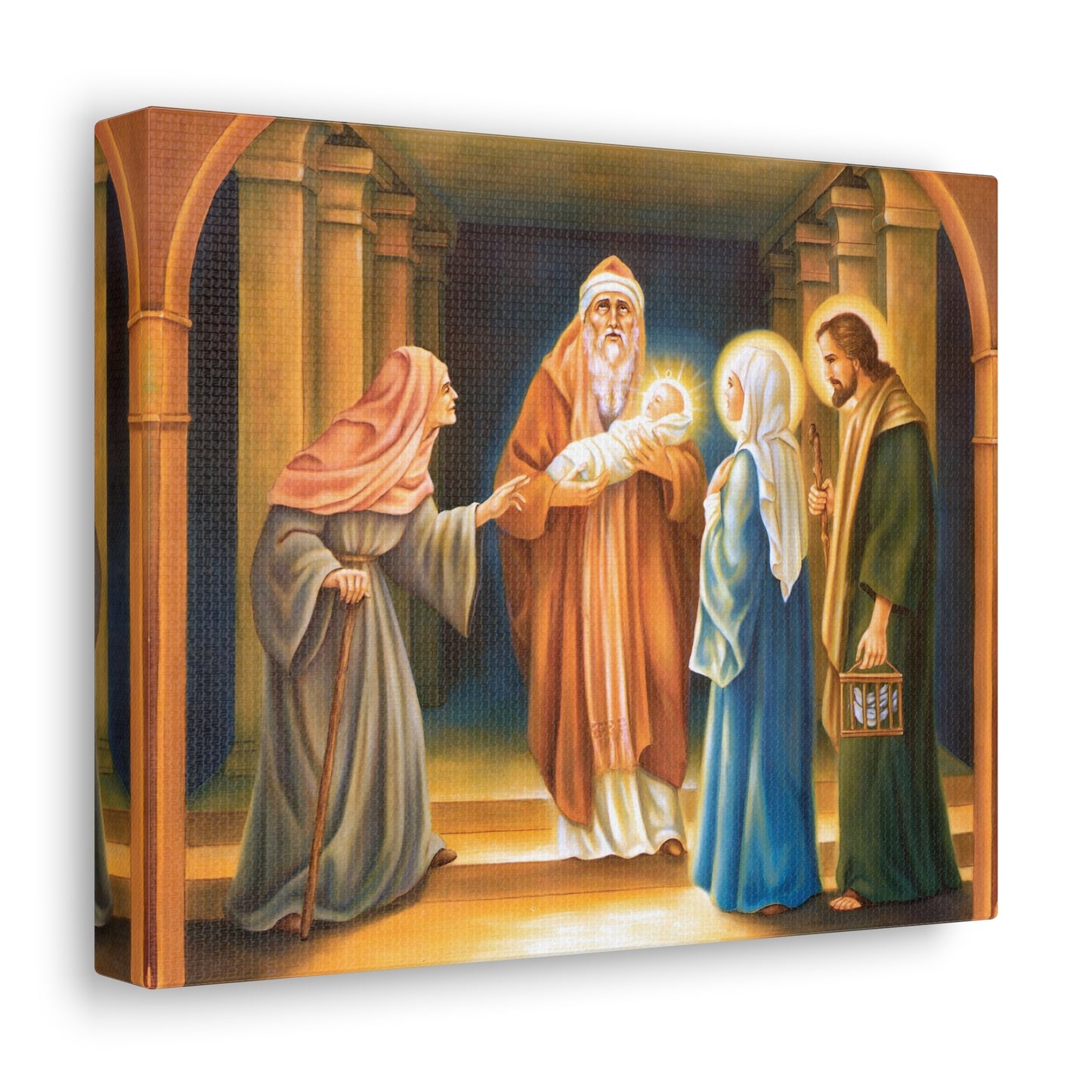 Presentation of Jesus in the Temple Canvas Print, 4th Joyful Myster of the Rosary Catholic Wall Art