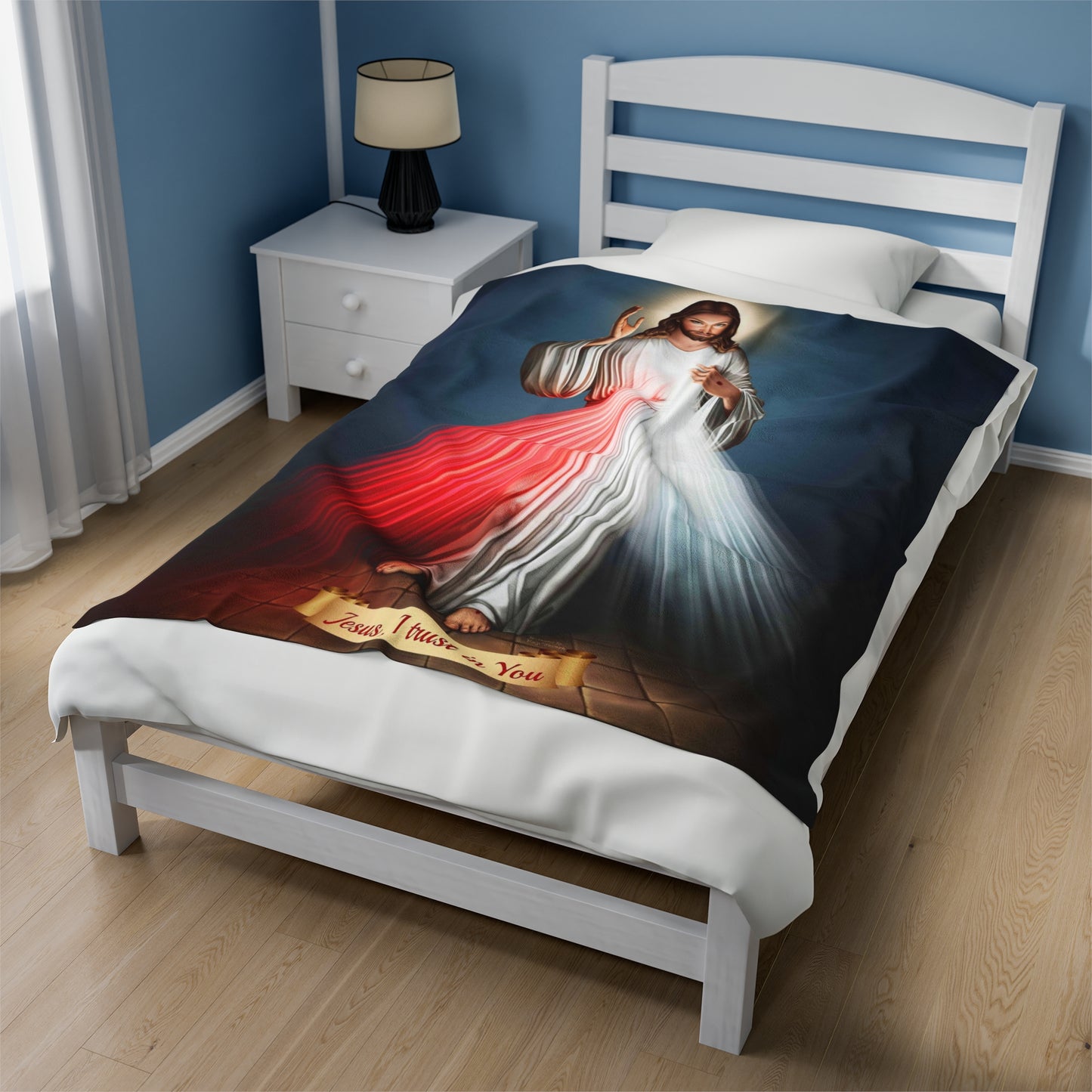 Divine Mercy Blankey, Religious Fuzzy Blankey, Catholic Blanket,