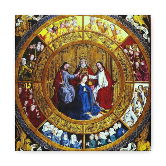 The Coronation of Mary in the Circle of Angels by Ausburger Meister, Catholic Canvas Print Religious Home Decor Wall Art