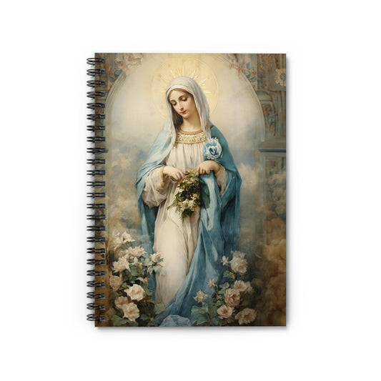 Mary Floral Art Catholic Prayer Mother's Day Journal, Catholic Notebook