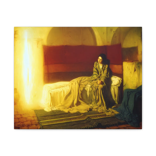 The Anunciation of Mary by Henry Tanner, Catholic Canvas Wallart, Bible Print Wall Art Home Decor Gift for House Warming and Prayer Altar