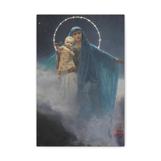 Our Lady Star of the Sea Stella Maris Catholic Canvas, Religious Gift for Prayer Altar, Mary Mother of God Home Decor, Catholic Wallart