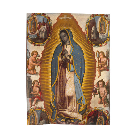 Virgen De Guadalupe Plush Blanket, Catholic Velveteen Blanket, Religious gift with the Blessed Virgin Mary Mother of God