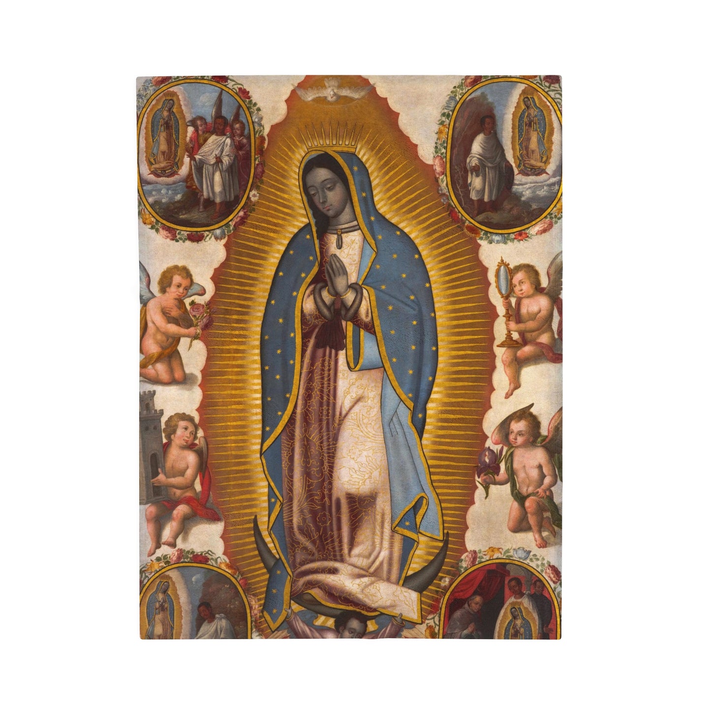 Virgen De Guadalupe Plush Blanket, Catholic Velveteen Blanket, Religious gift with the Blessed Virgin Mary Mother of God