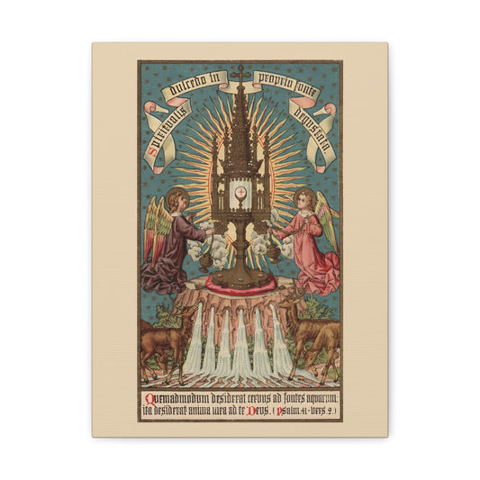 Eucharistic Adoration of Jesus Canvas Print, Traditional Catholic Liturgical Artwork, Monstrance Art for Prayer Altar, Confirmation Gift