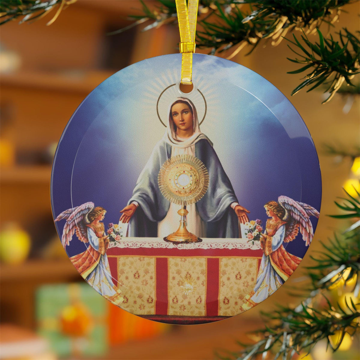 Mary Mother of the Eucharist Glass Ornament