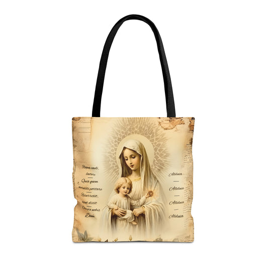 Mary Religious Tote Regina Caeli Prayer, Catholic Shoulder Bag, Religious gift Women, Church Bag, Queen of Heaven, mothers Day Gift