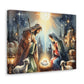 Modern Nativity Scene Canvas – Watercolor Christmas Wall Art
