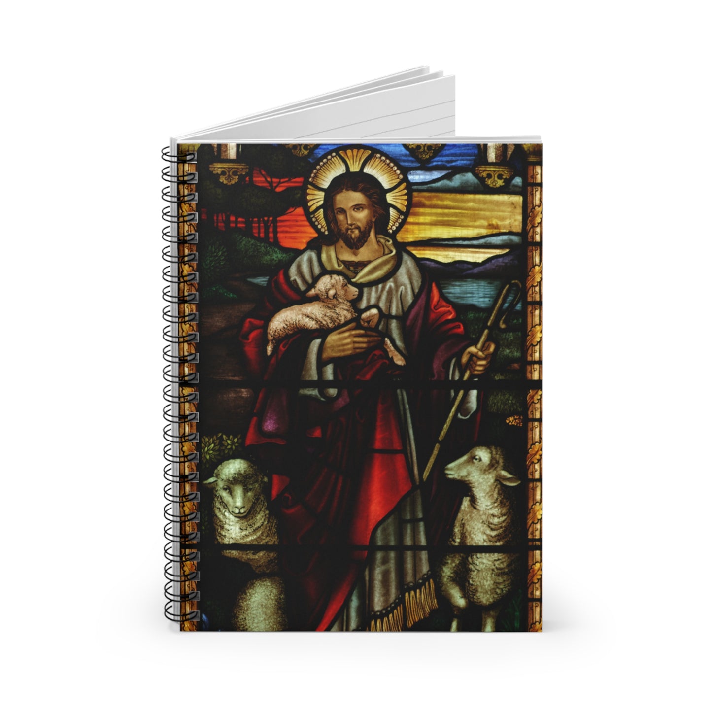 Jesus The Good Shepherd Stained Glass Style Prayer Notebook, Adoration Journal