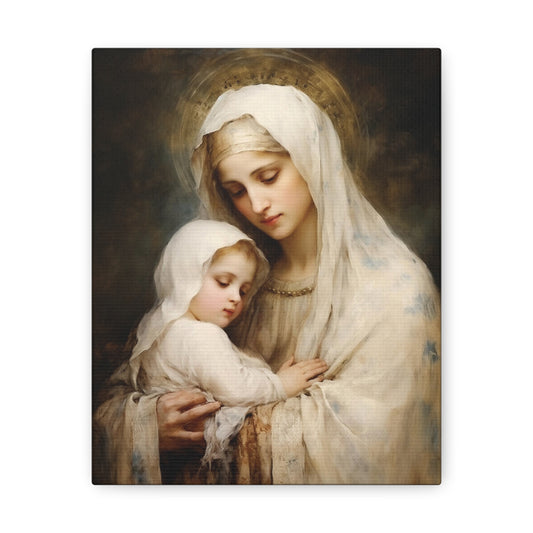 Mary Mother of God, Catholic Canvas Print Home Decor, Prayer Altar Image Gift for New Couple