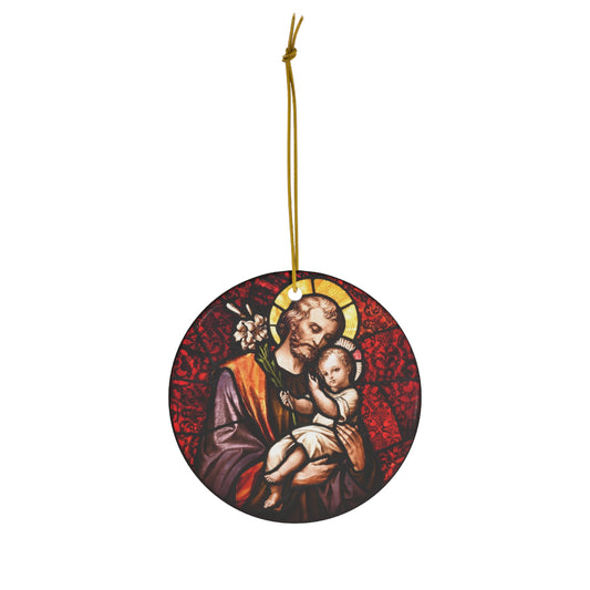 St Joseph Stained Glass Style Ceramic Ornament