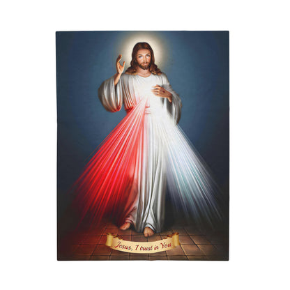 Divine Mercy Plush Blanket, Catholic Velveteen