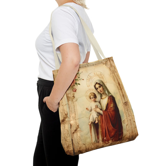 Mary Mother of God Tote Shoulder Bag, Religious gift Women, Church Bag, Queen of Heaven, mothers Day Gift, Picnic Bag