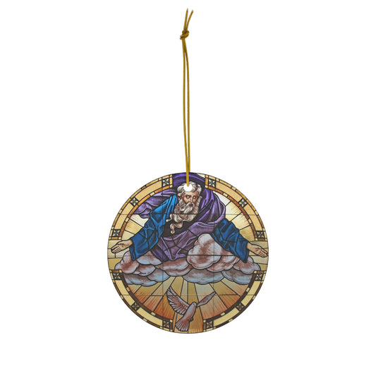 God the Father Stained Glass Style Ceramic Ornament