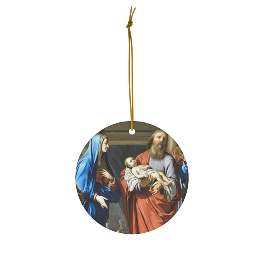 4th Joyful Mystery of the Rosary Ceramic Ornament: Presentation of the Temple