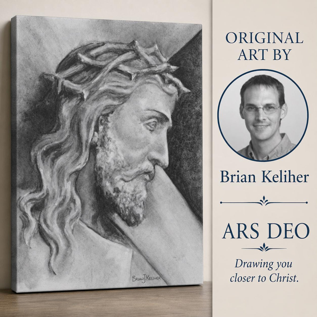 Shoulder the Cross canvas print, Christ carrying the cross sacred art sketch — Catholic gift from Glory Be Gifts – view 9