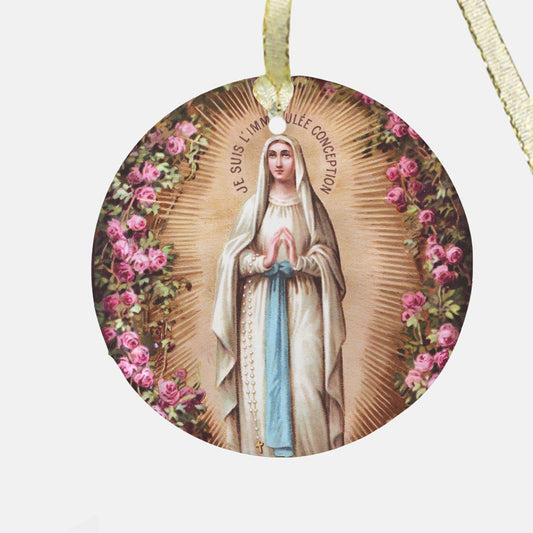 Our Lady of the Immaculate Conception glass ornament — Catholic gift from Glory Be Gifts