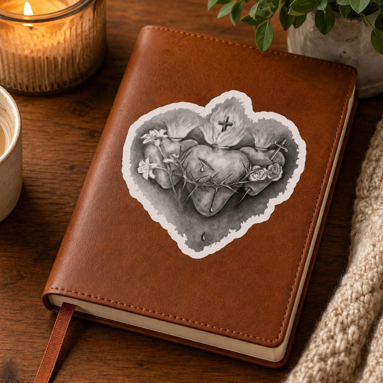 Three Hearts Sticker | Holy Family Sacred Art by Brian Kelliher