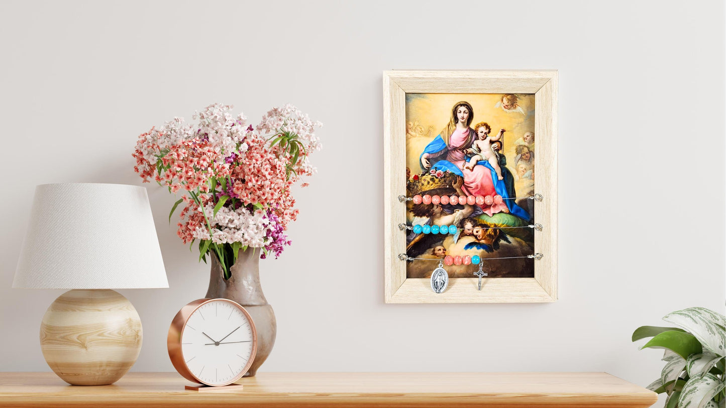 Wedding Kitchen Rosary Gift, Catholic Marriage Frame Art