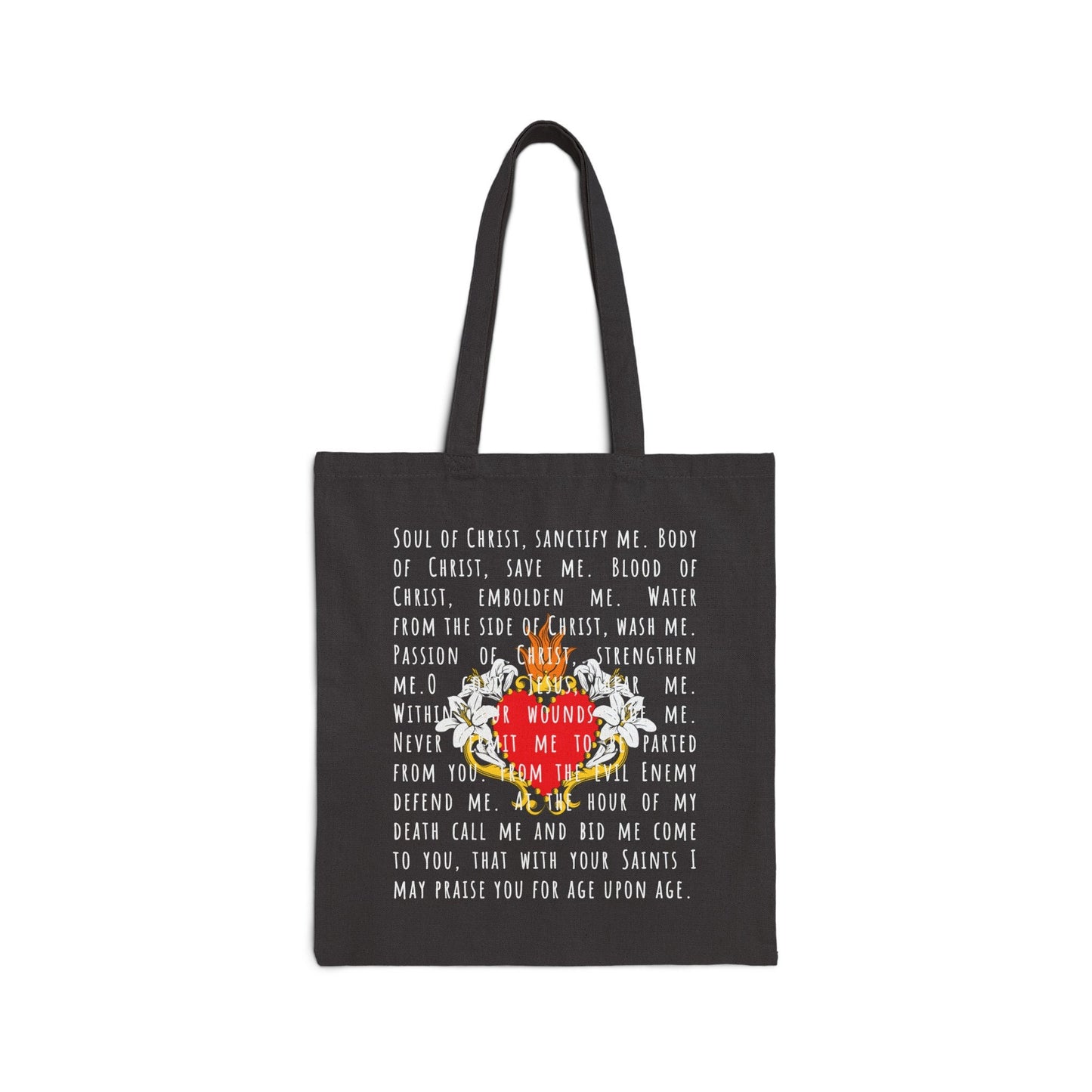 Anima Christi Prayer Tote Bag, Catholic Canvas Tote
