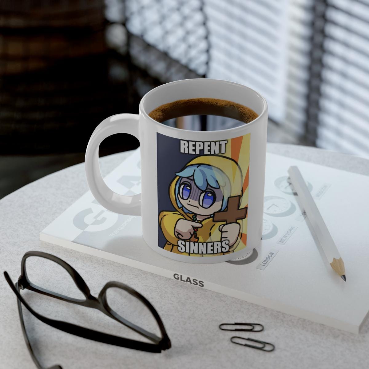Luce the Catholic Mascot Ceramic Mug, Anime Gift
