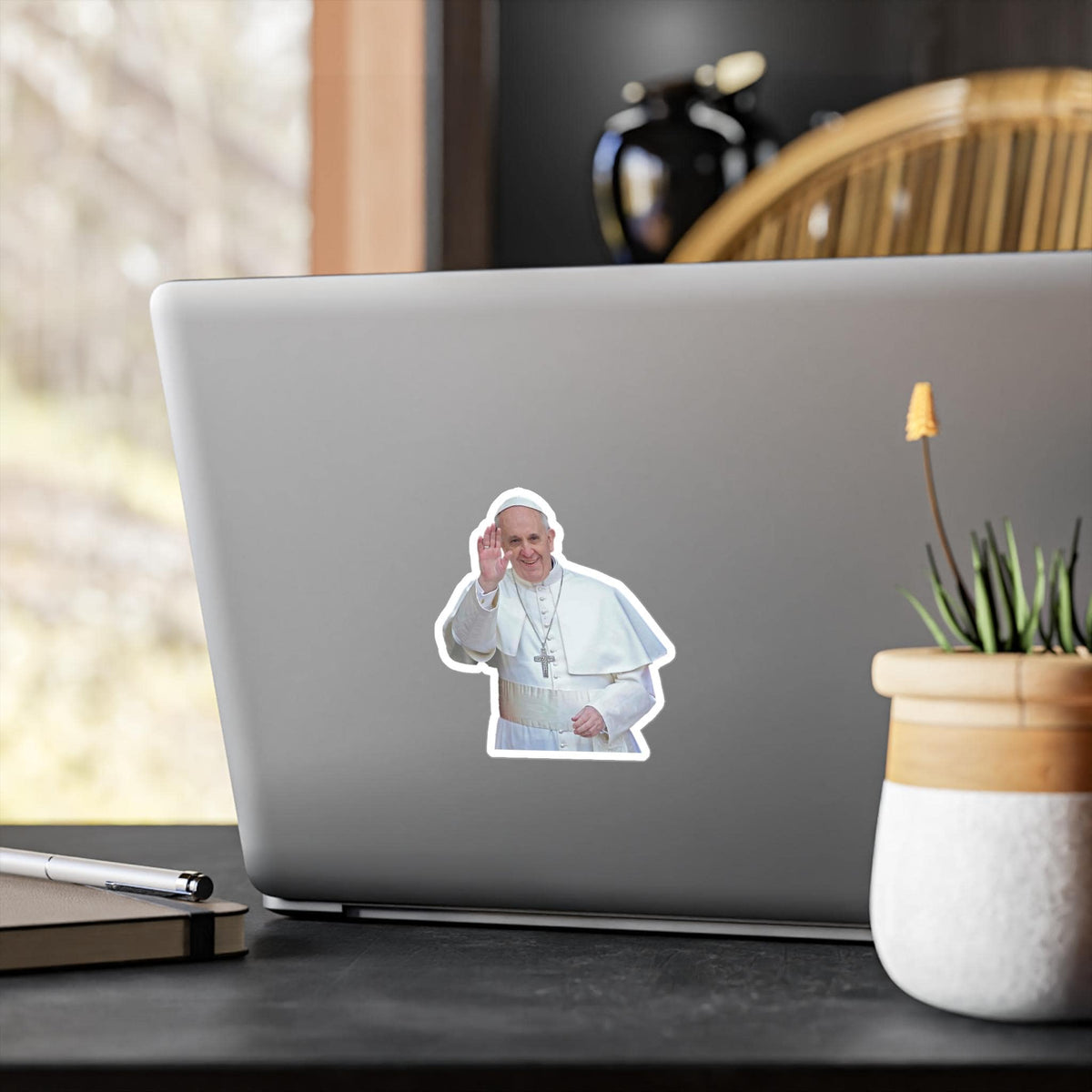 Pope Francis Waving Vinyl Decal Sticker