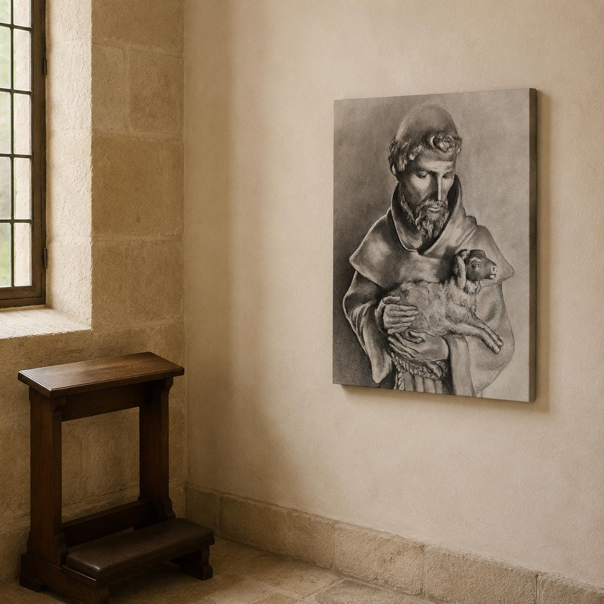 Saint Francis with Lamb canvas print — additional product photo