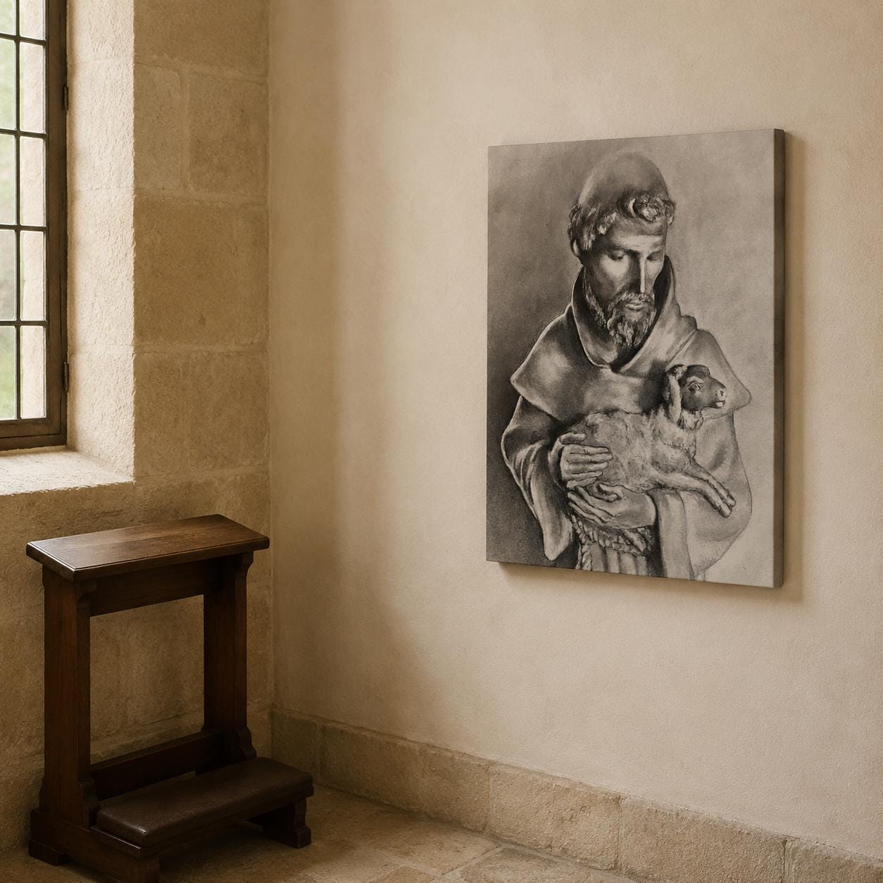 Saint Francis with Lamb canvas print — additional product photo