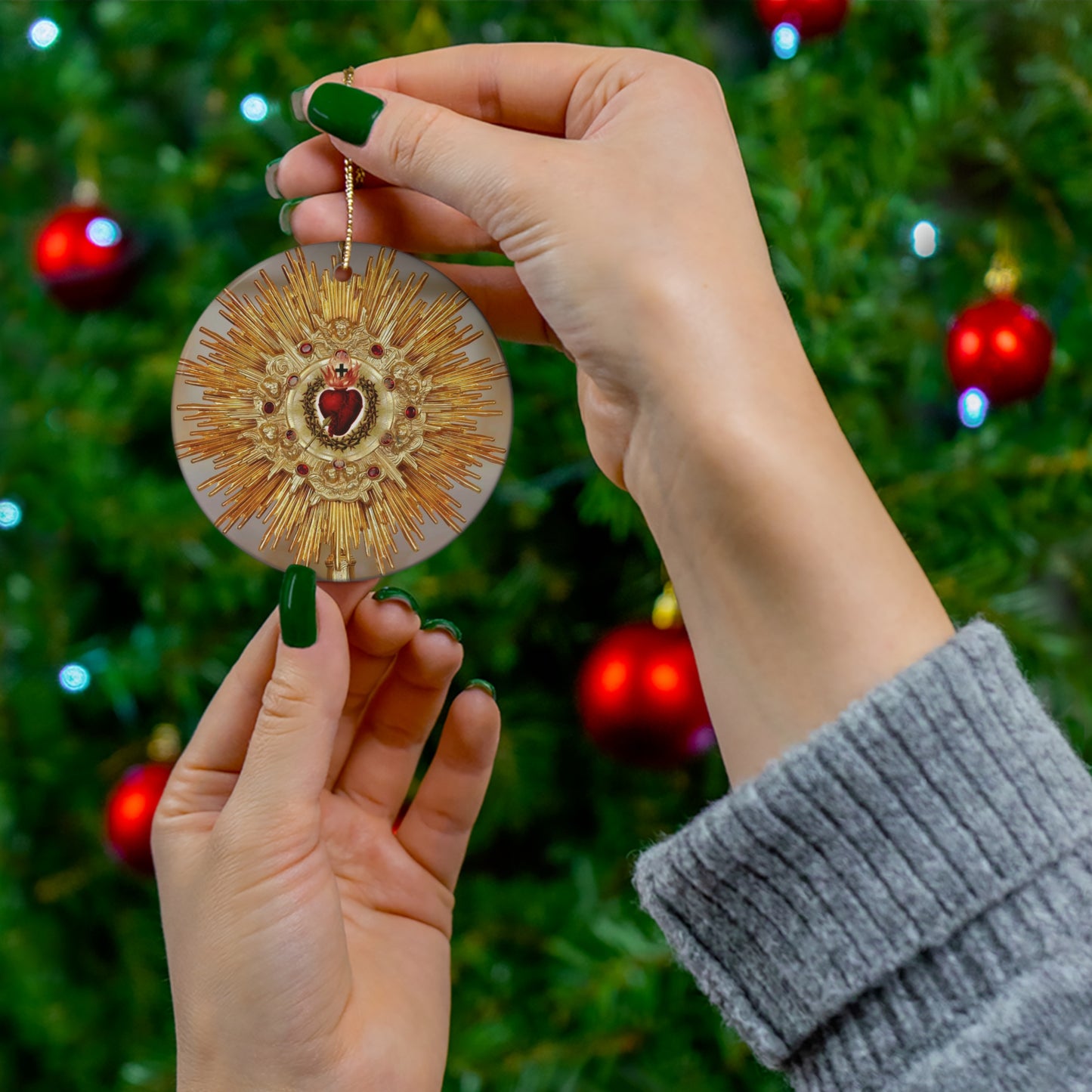 Sacred Heart Monstrance Ceramic Ornament