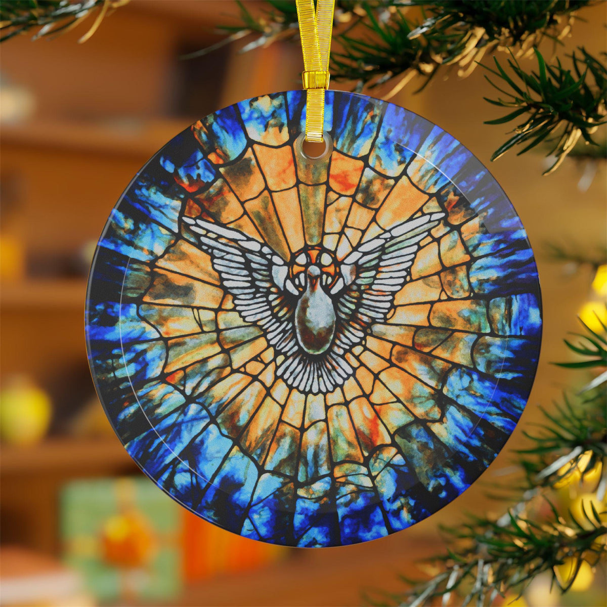 Holy Spirit Stained Glass Christmas Ornament