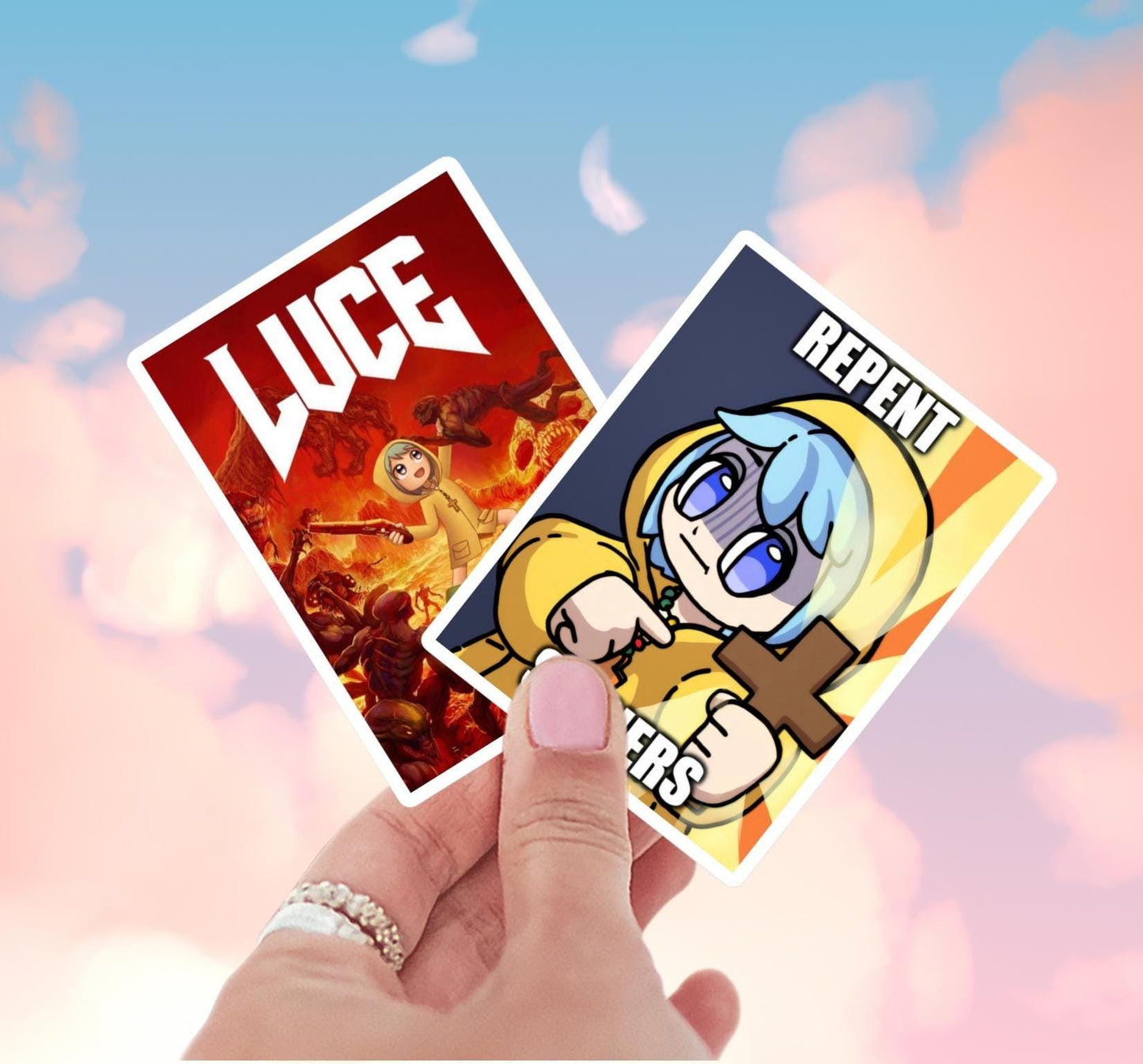 Funny Luce Doom Catholic Jubilee Year Sticker | Waterproof Religious Vinyl Decal | Luce Mascot Sticker for Car, Laptop, Water Bottle