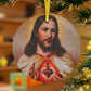Sacred Heart of Jesus Catholic Glass Christmas Ornament,  Christmas Gift for Wife Mother Grandma Sister, Christ the King
