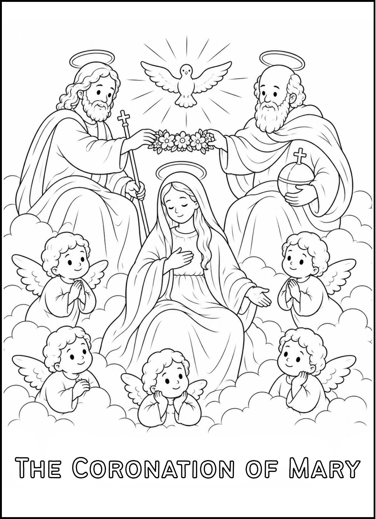 Mary Coronation Coloring Page for Kids – Catholic