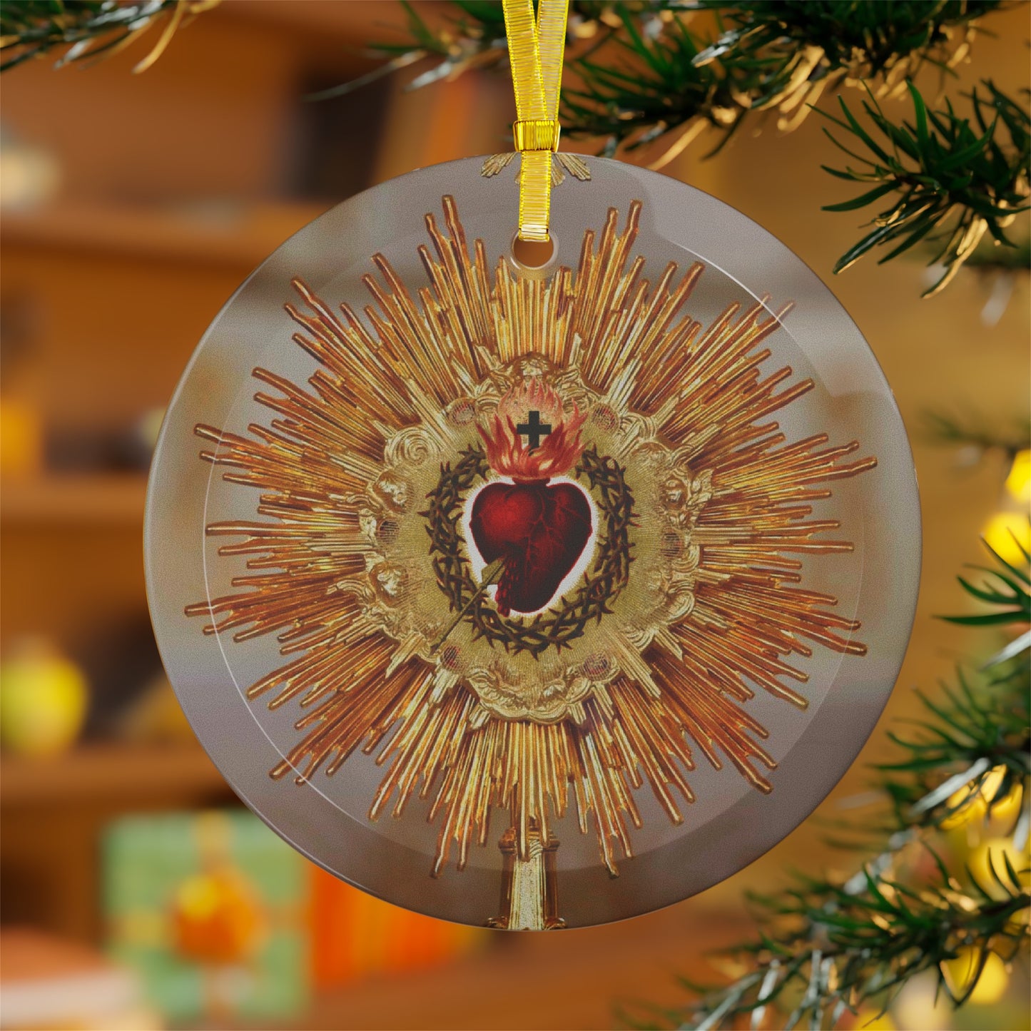 Sacred Heart of Jesus Glass Ornament