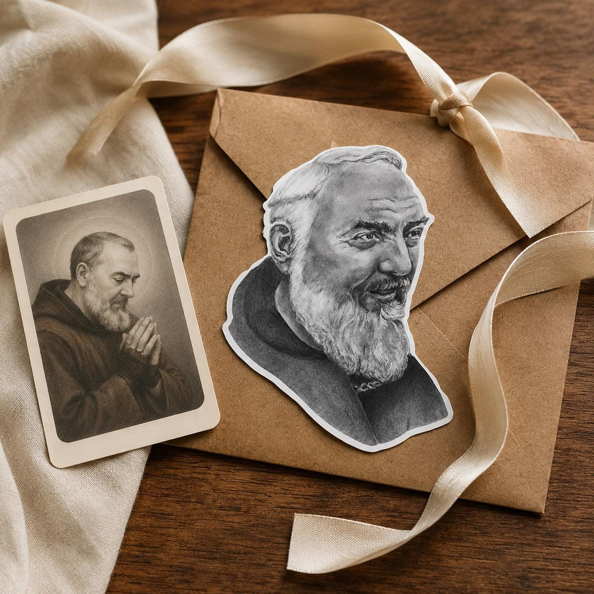 Padre Pio sticker, Catholic saint portrait sacred art decal — Catholic gift from Glory Be Gifts – view 9