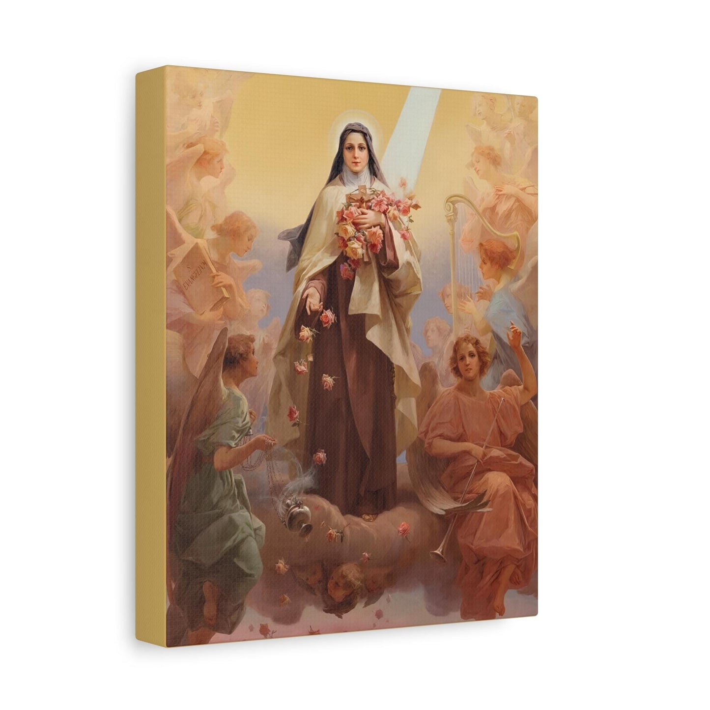 St. Thérèse of Lisieux The Little Flower Canvas Print, Catholic Saint Artwork for Christmas Gift for mom wife daugther, confirmation saint