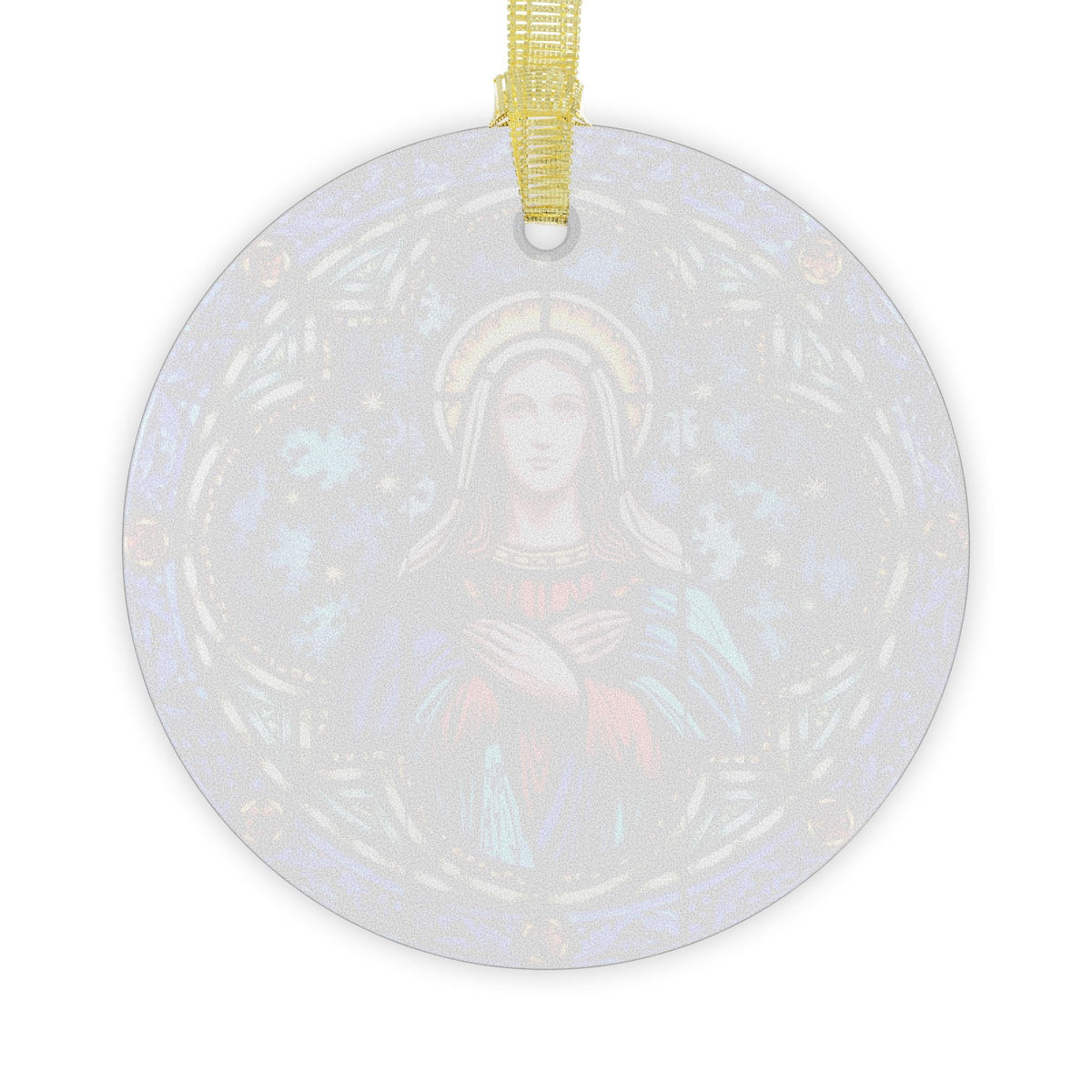 Mother Mary Stained Glass Ornament, Catholic Christmas Ornament Gift for Mom Grandma Dad, Catholic Tree Trimming Home Decor