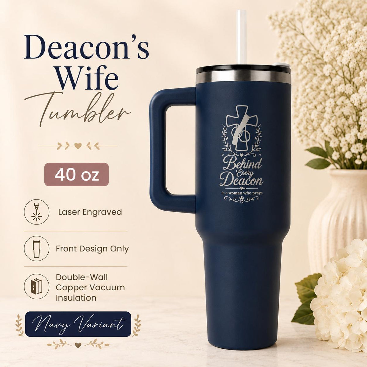 Deacon's Wife Tumbler 40oz | Catholic Ordination Gift