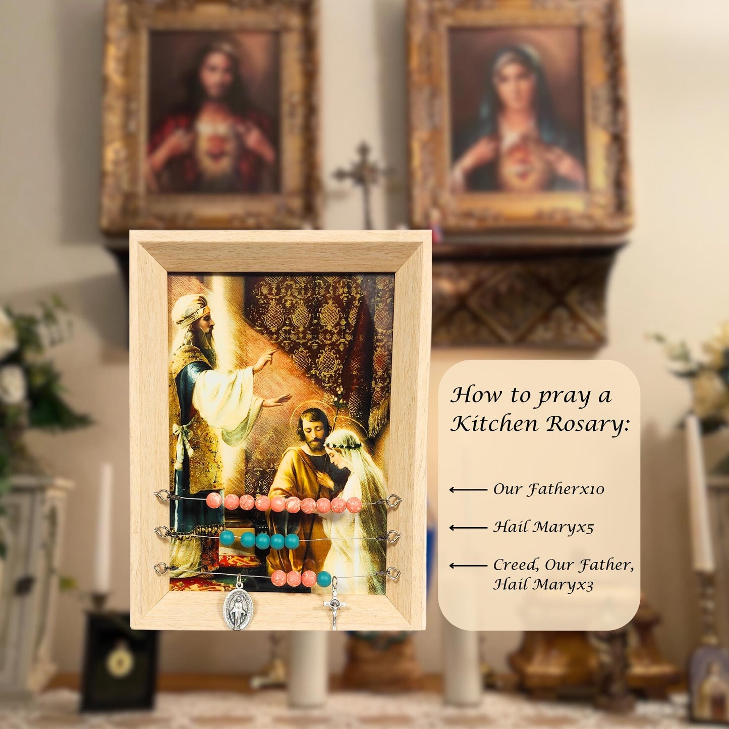 Catholic Wedding Gift Handmade Kitchen Rosary, Our Lady of Champion Lourdes Fatima Guadalupe, Abacus Rosary, Unique Catholic Couple Gift