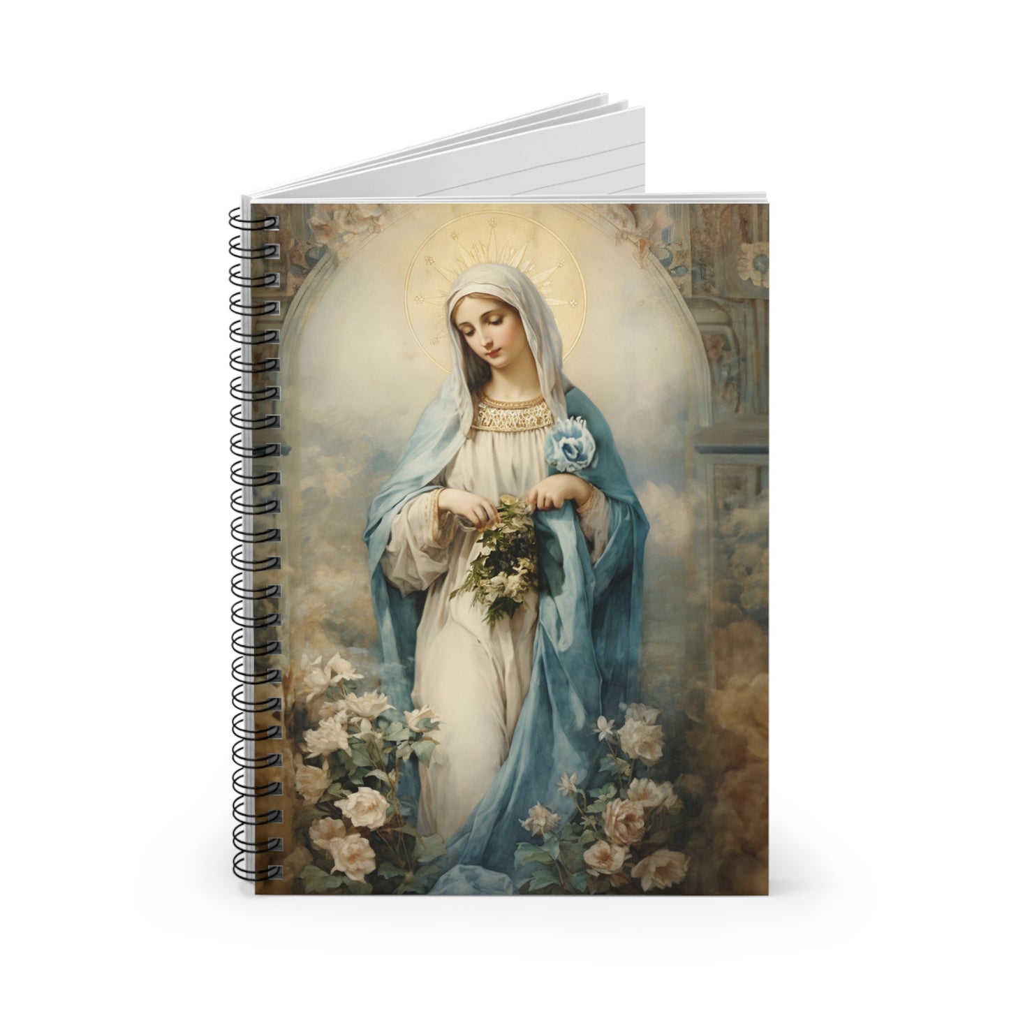 Mary Floral Art Catholic Prayer Mother's Day Journal, Catholic Notebook