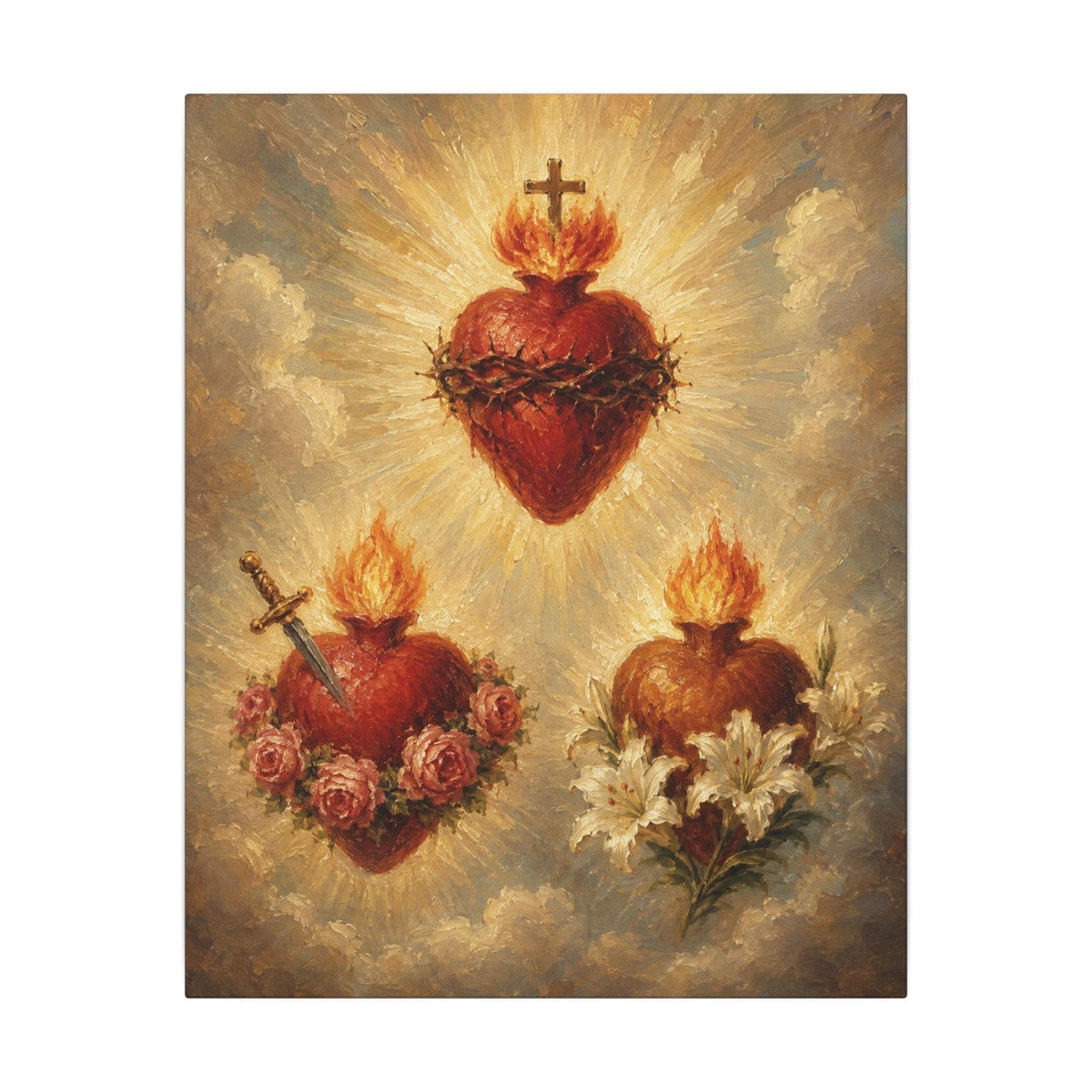 Three Hearts Canvas Print | Holy Family Wall Art