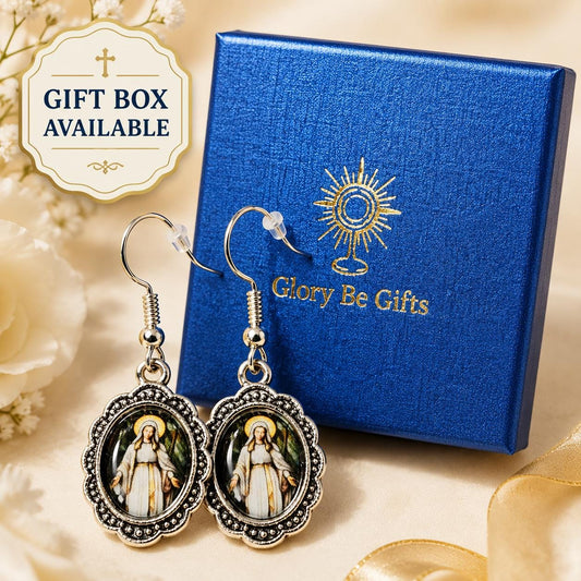 Catholic saint medal earrings — Catholic gift from Glory Be Gifts