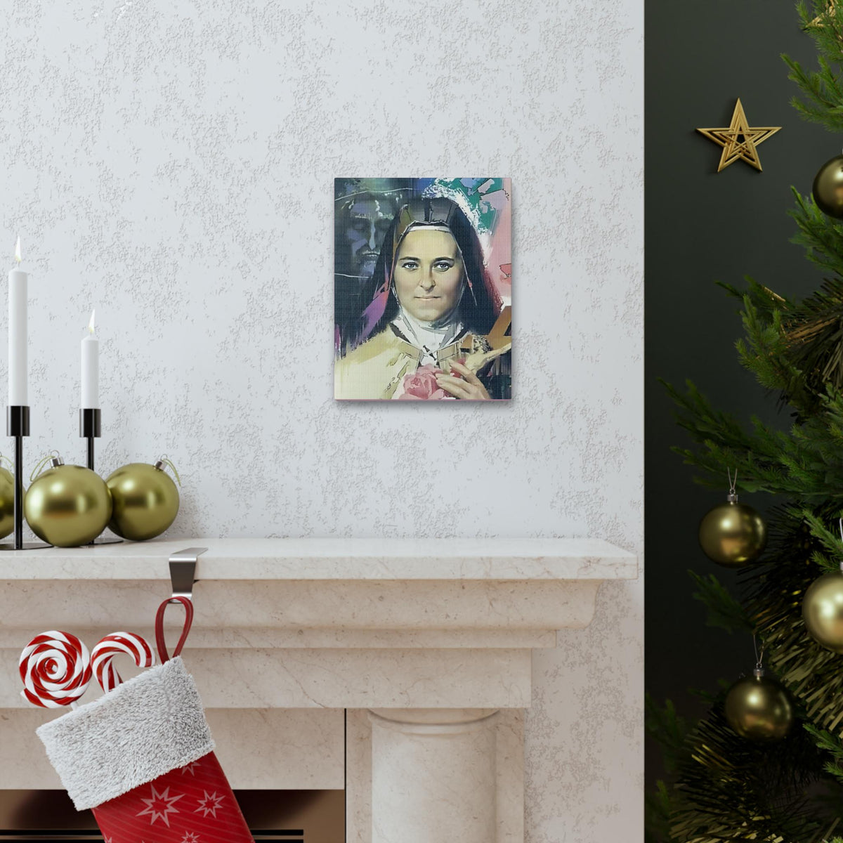 Saint Thérèse of Lisieux canvas print, Little Flower devotional art — Catholic gift from Glory Be Gifts – view 5