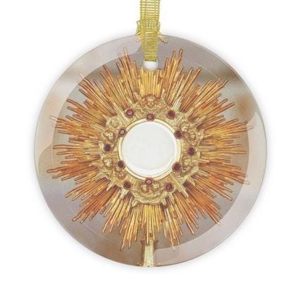 Catholic Christmas Ornament, Sacred Heart of Jesus, Monstrance Glass Ornament, Gift for Mom Grandma, Eucharistic Adoration Gift, Catholic