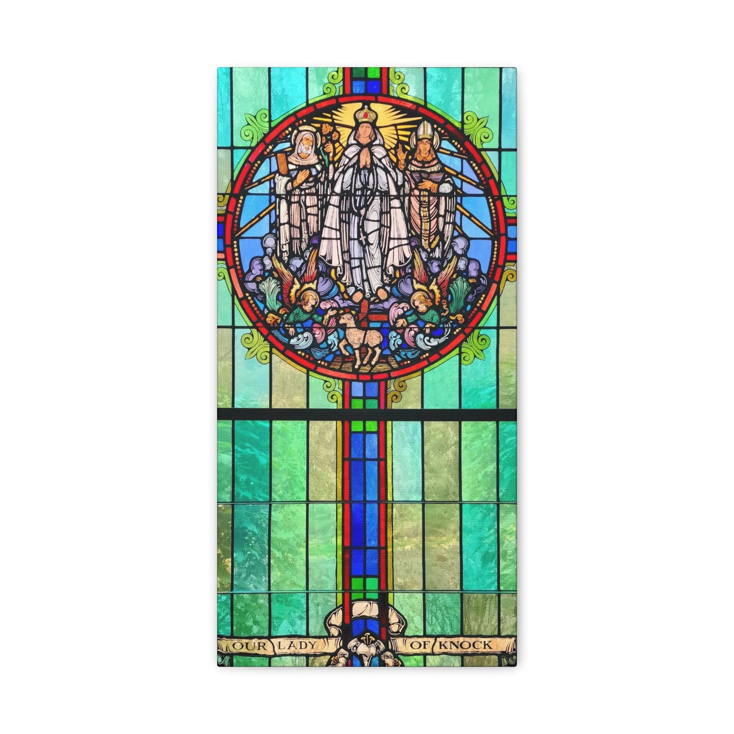 Our Lady of Knock Stained Glass Canvas Print, Catholic Art (10x20)