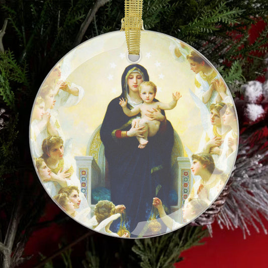 Our Lady Queen of Angels glass ornament — Catholic gift from Glory Be Gifts