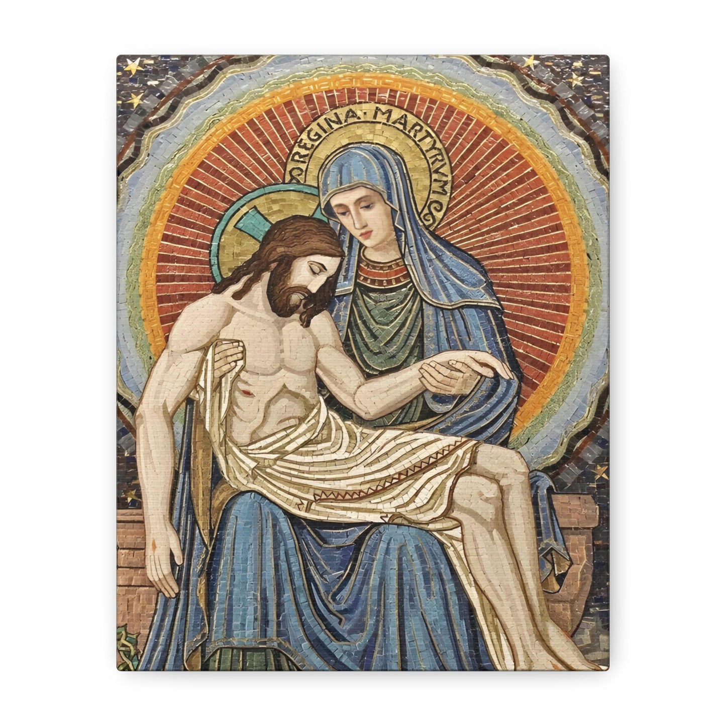 Pietà mosaic canvas print of Jesus and Mary, tile-style Catholic wall art — Catholic gift from Glory Be Gifts – view 2